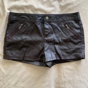 Pleather brown shorts fake leather